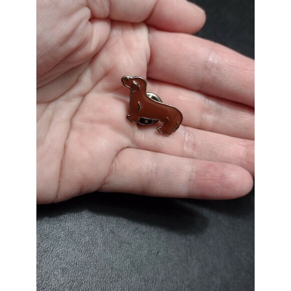 **Final Sale** Tiny brown enamel dachshund pin - Picture 1 of 8